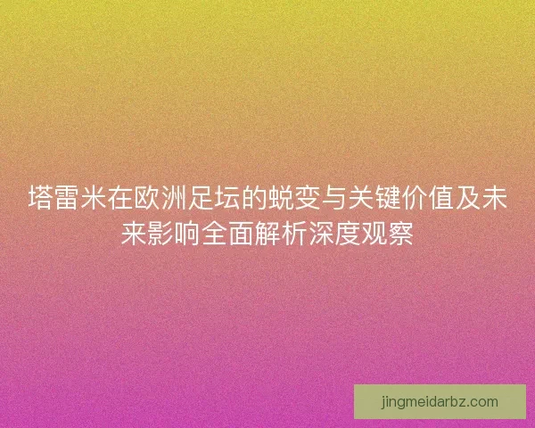 塔雷米在欧洲足坛的蜕变与关键价值及未来影响全面解析深度观察 塔雷米在欧洲足坛的蜕变与关键价值及未来影响全面解析深度观察