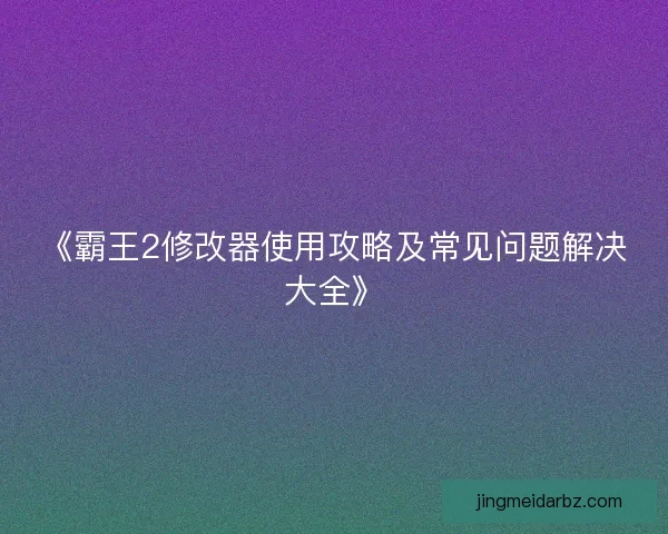 《霸王2修改器使用攻略及常见问题解决大全》 《霸王2修改器使用攻略及常见问题解决大全》